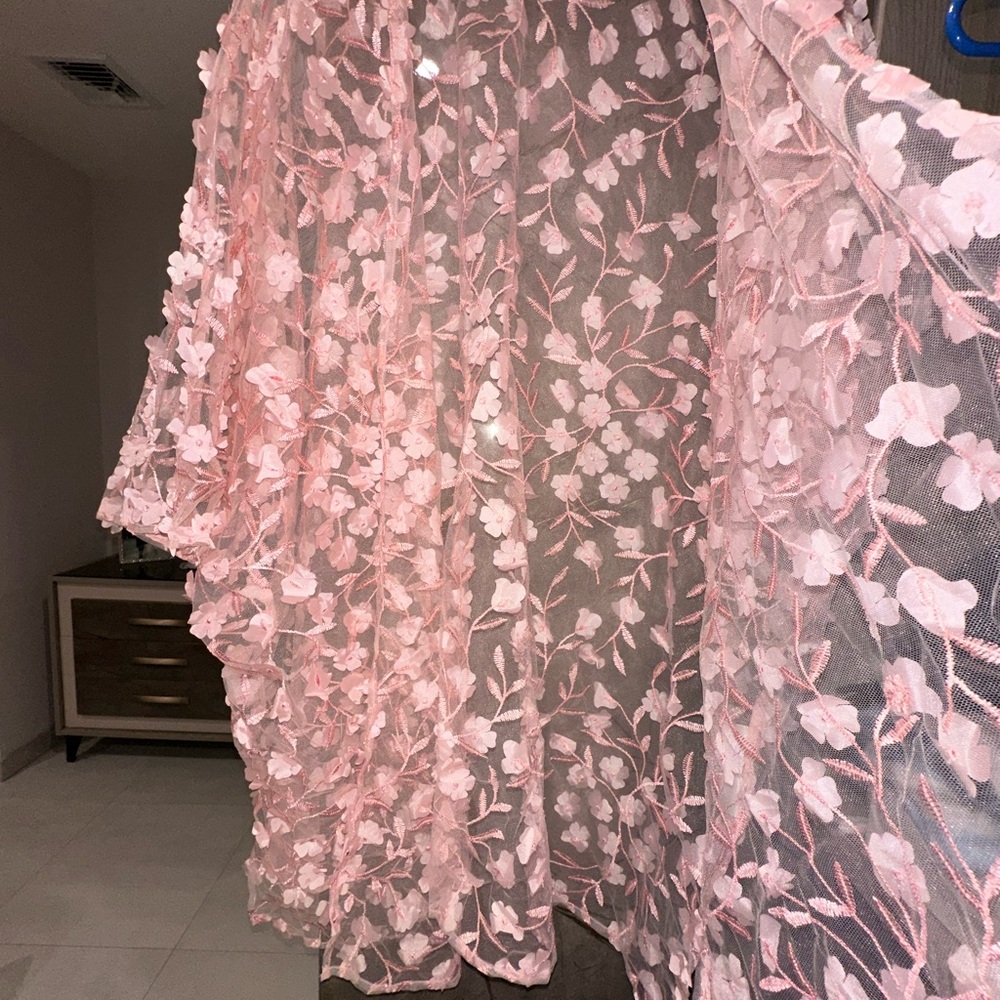 Anne Klein Pink Floral Sheer Shawl